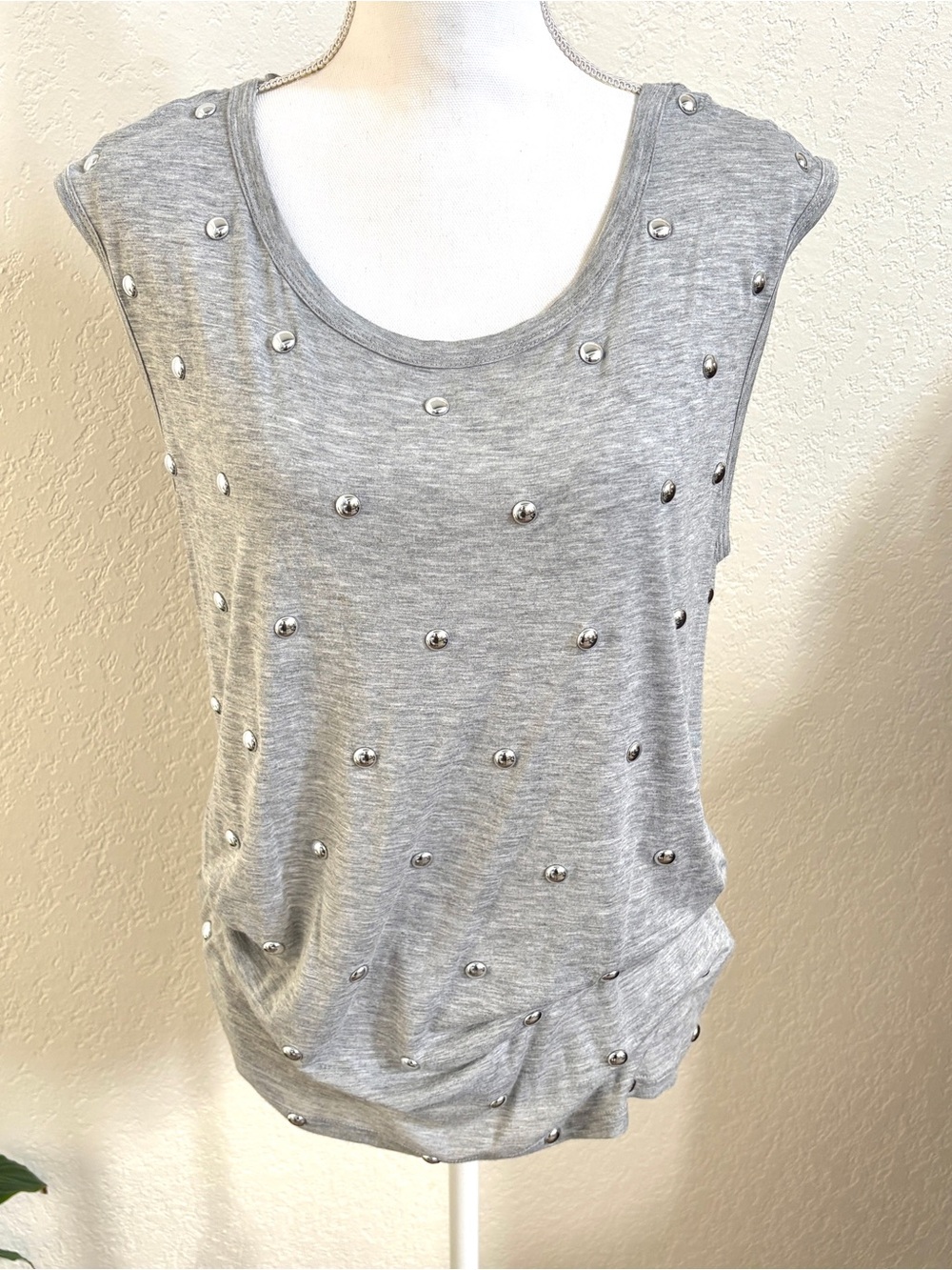 Michael Kors Light Gray Studded Sleeveless Tank L